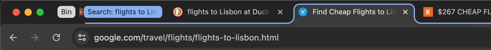 Unused tabs sliding into a collapsed group named Bin, leaving only the tabs in use.
